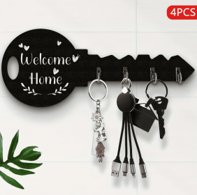 Key Doorplate With 4 Hooks (Option: Black)