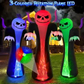 12FT Halloween Inflatables Decoration Outdoor Giant Pumpkin Reaper Ghost With 3-Colored Rotation Flame LEDs Spooky Halloween Blow Up Yard Decorat (Option: Black)